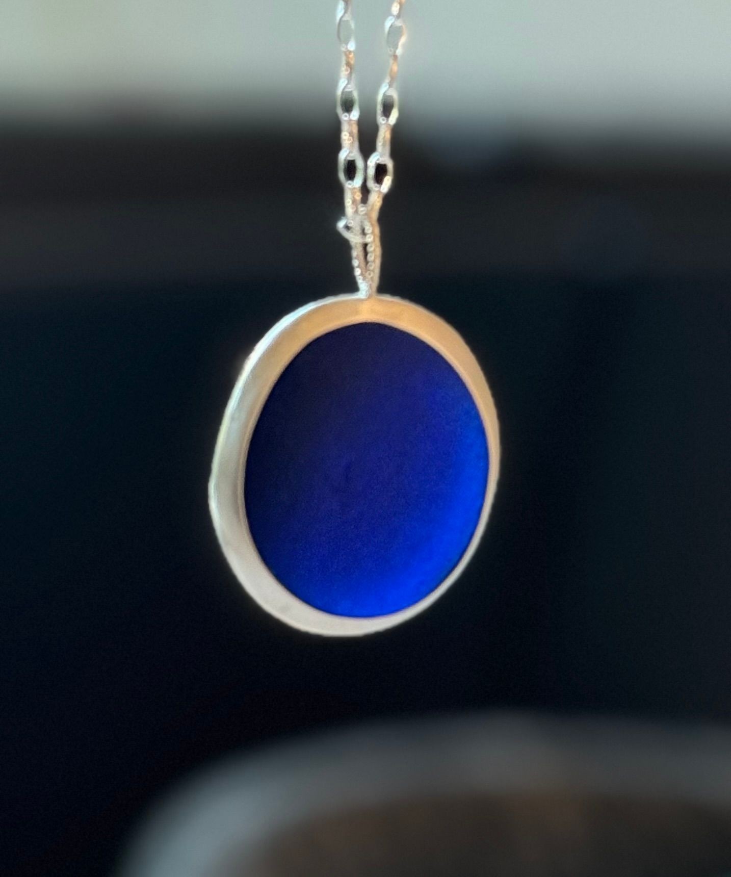 Cobalt blue large sea glass necklace