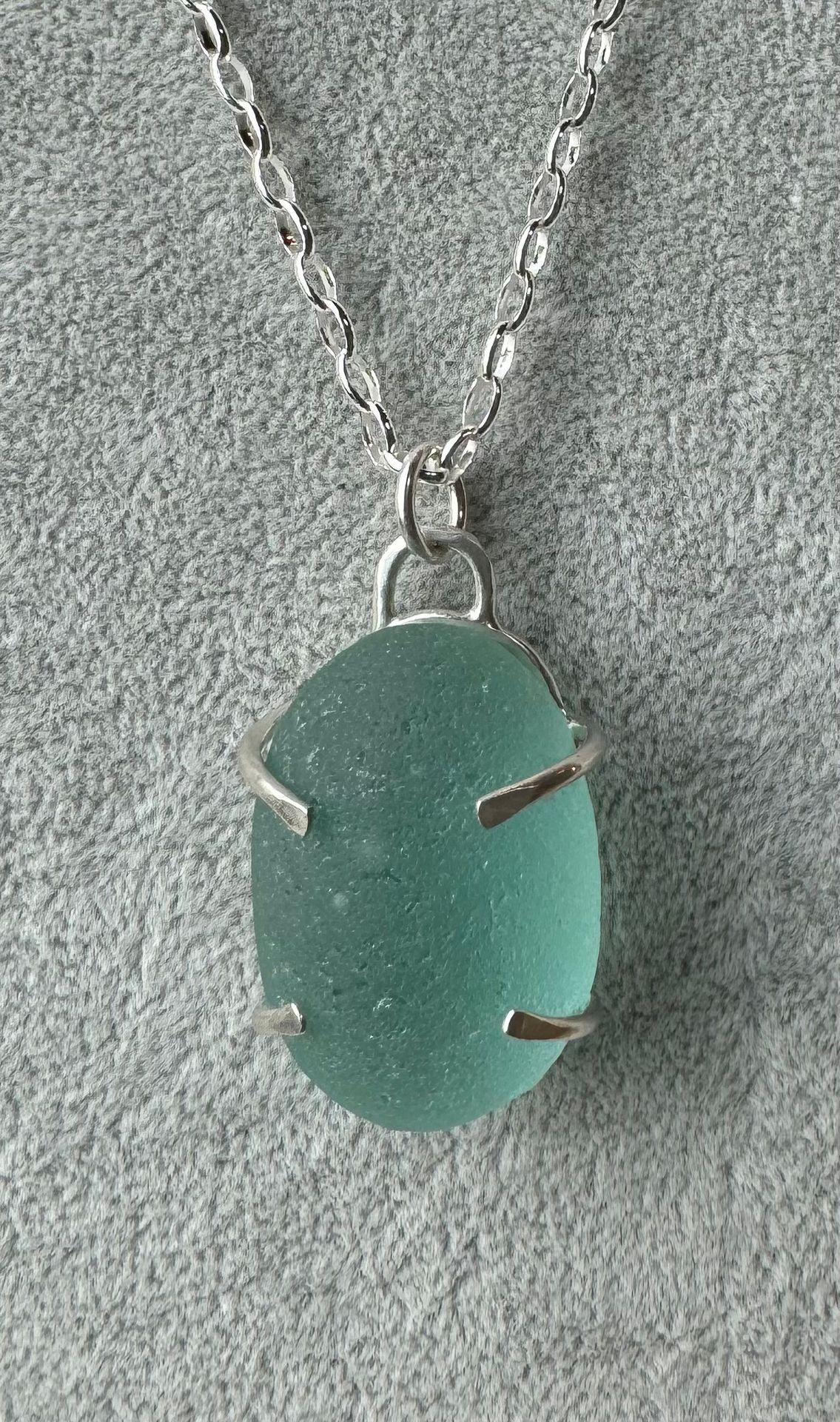 Blue green sea glass nugget 