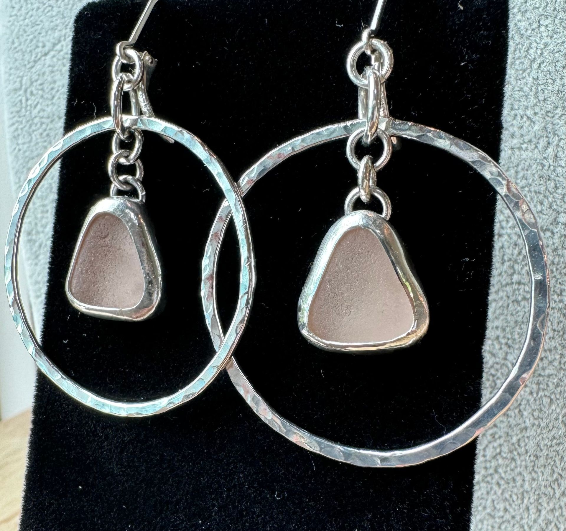 Pink sea glass earrings