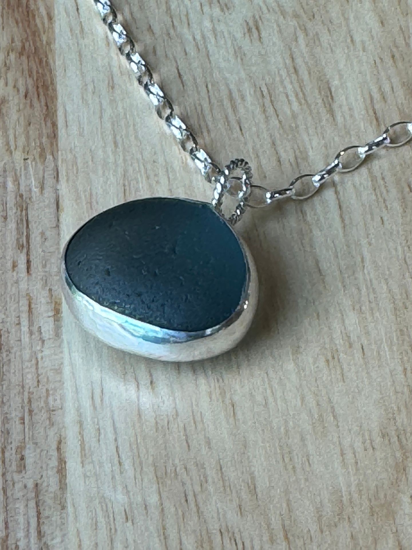 Blue gray sea glass pendant see additional photos! 