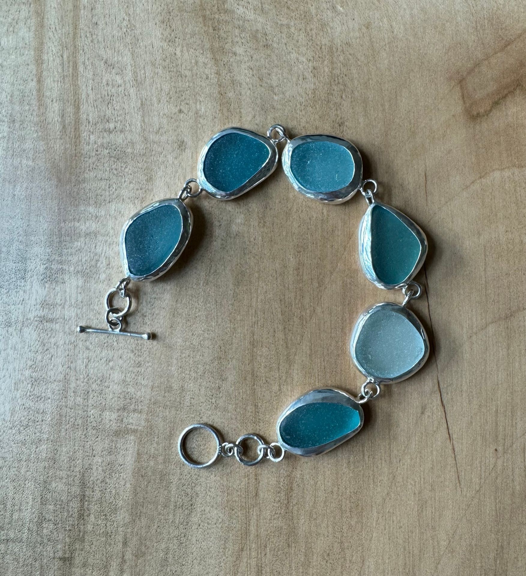 Blue sea glass bracelet 