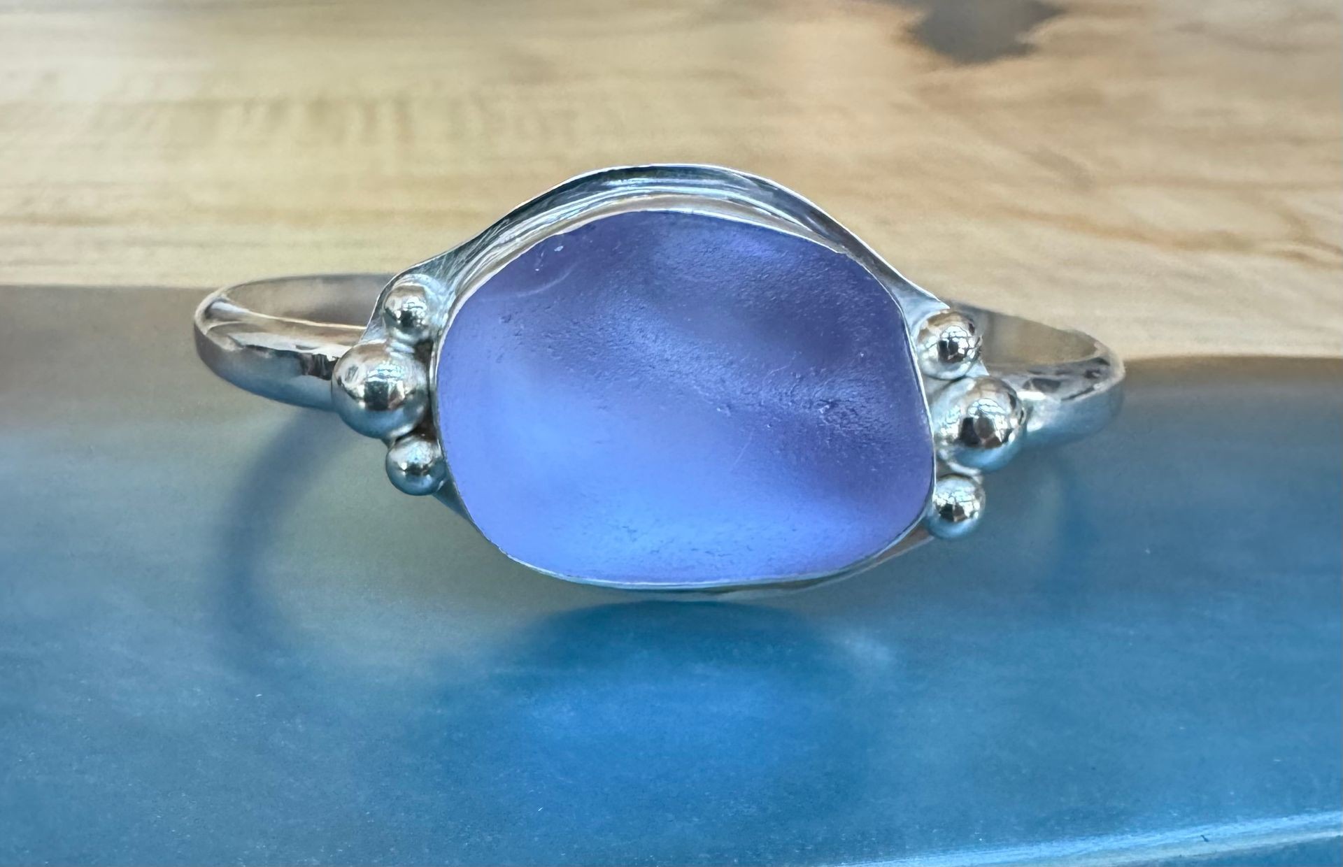 Purple Sea glass cuff bracelet